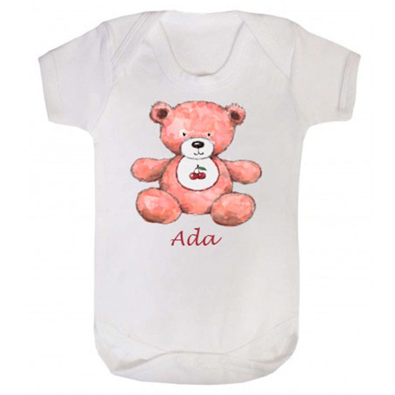 Mini Plum - Personalized Baby Pink Teddy Bodysuit