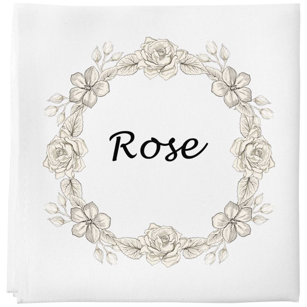 Mini Plum - Personalised Roses Baby Blanket - White