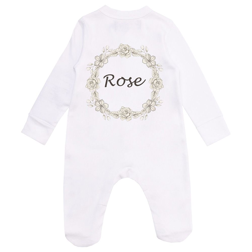 Mini Plum - Personalised Baby Sleepsuit- Roses