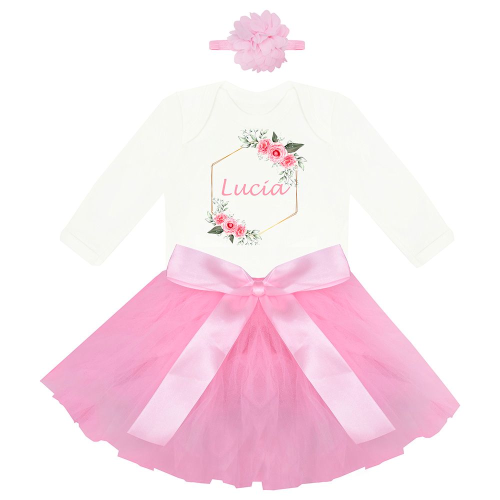 Mini Plum - Personalised Rose Tutu Set - Pink