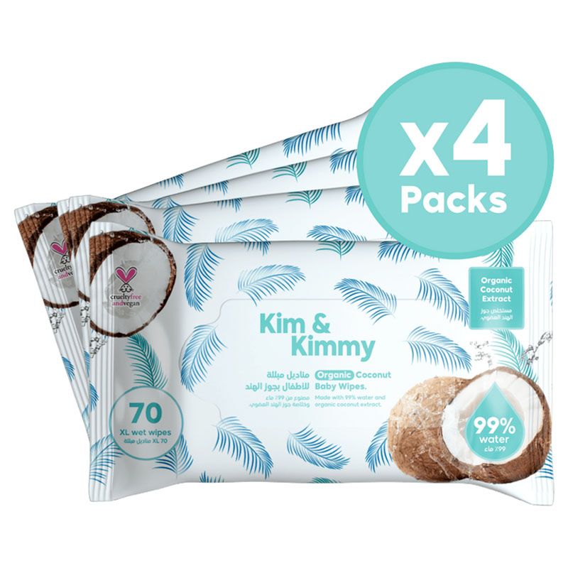 Kim & Kimmy - Coconut Wipes - 280Pcs - Pack of 4