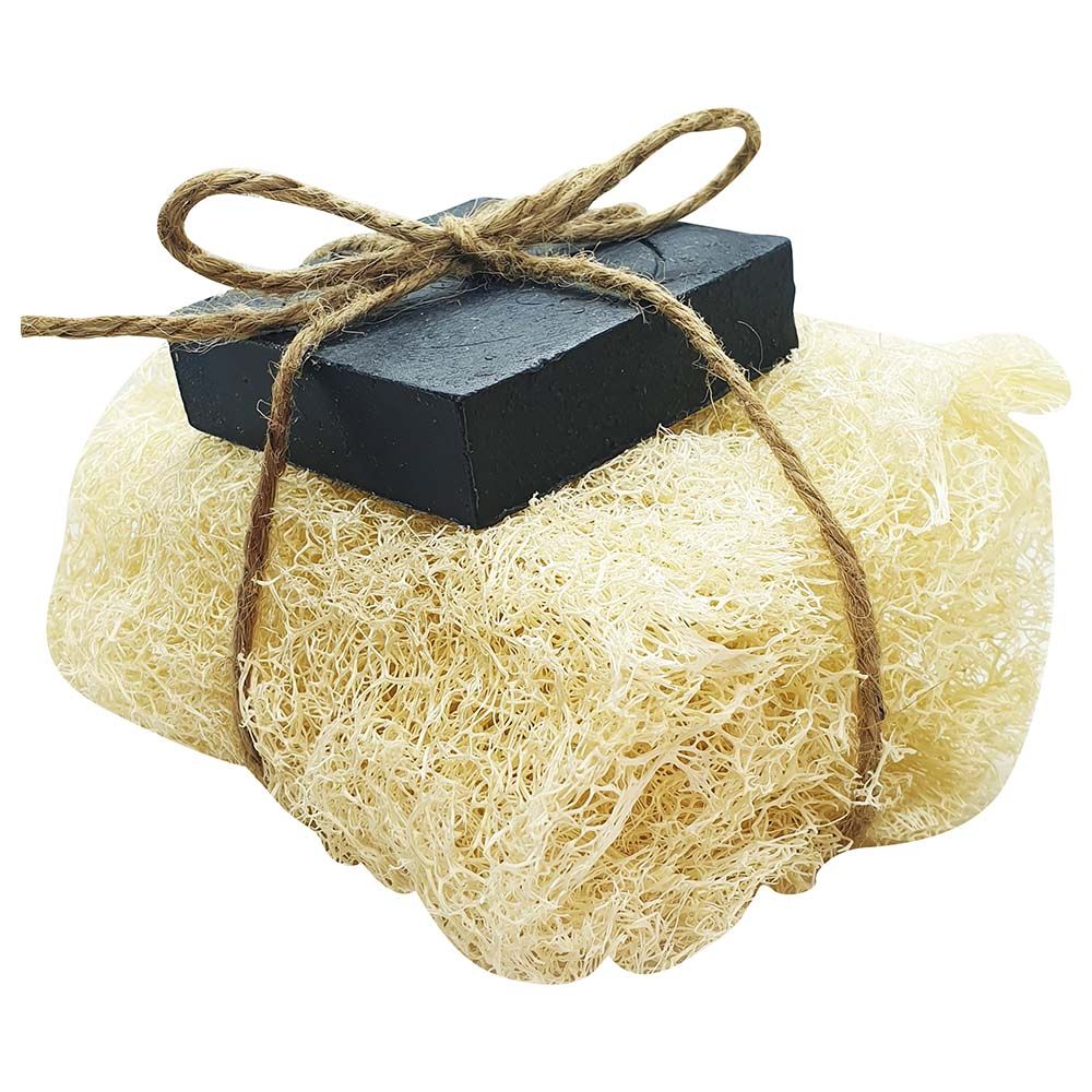 Ylabes - Loofah with Amber Black Activated Charcoal Natural Organic Handmade Soap - 100g