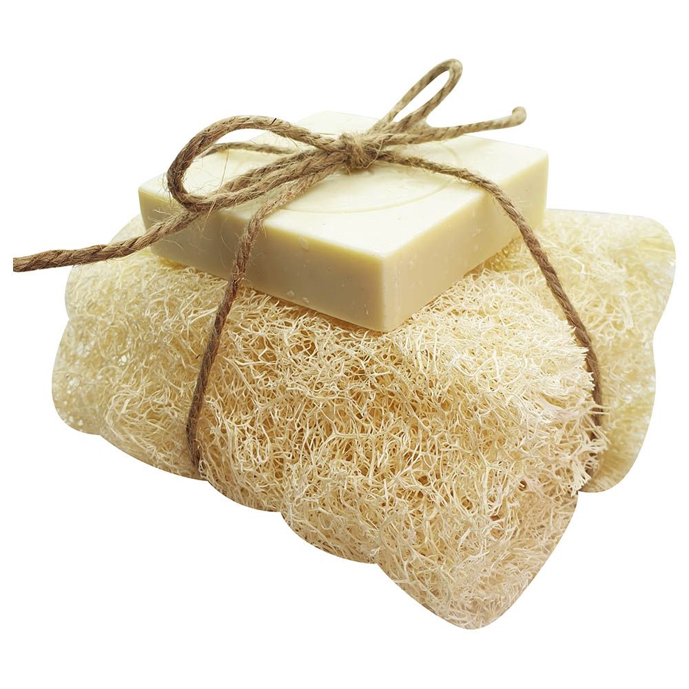 Ylabes - Loofah with Unscented Pure Olive Natural Organic Handmade Soap - 100g