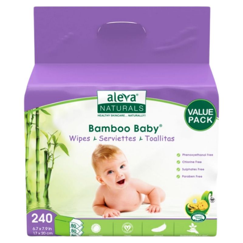 AlevaNaturals - Bamboo Baby Wipes - Club Pack Pack of 3 - 240pcs