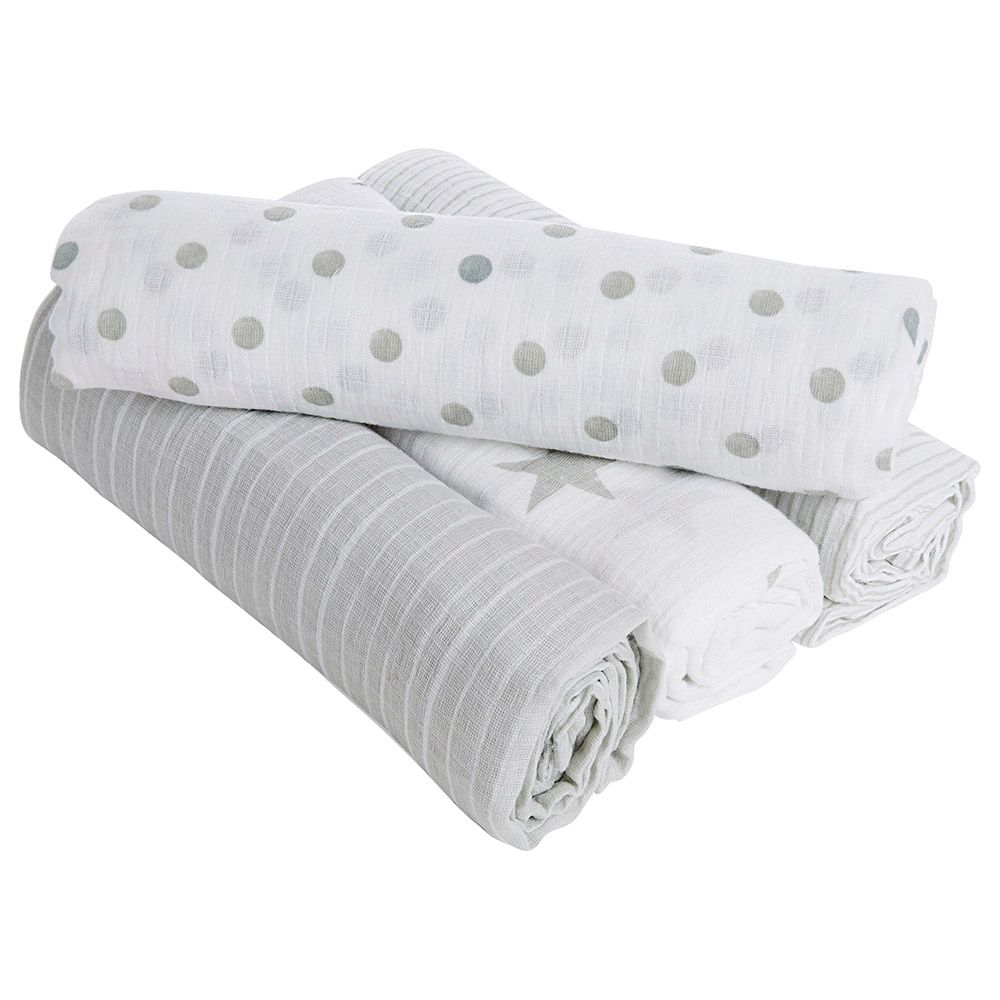 Black and store white muslin swaddle