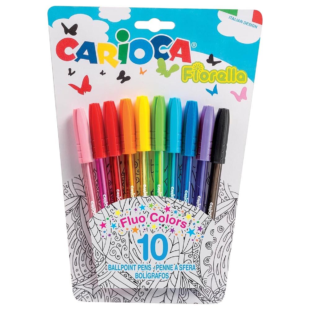 Colored Pens Fiorella - 10 Pcs BALL POINT PENS CARIOCA