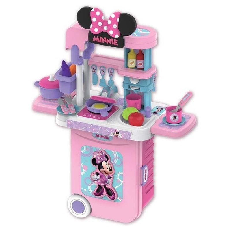 Disney 3 in1 Minnie mouse trolley case kitchen set for kids with light  kitchen tableware play house set toys kids birthday gift - AliExpress