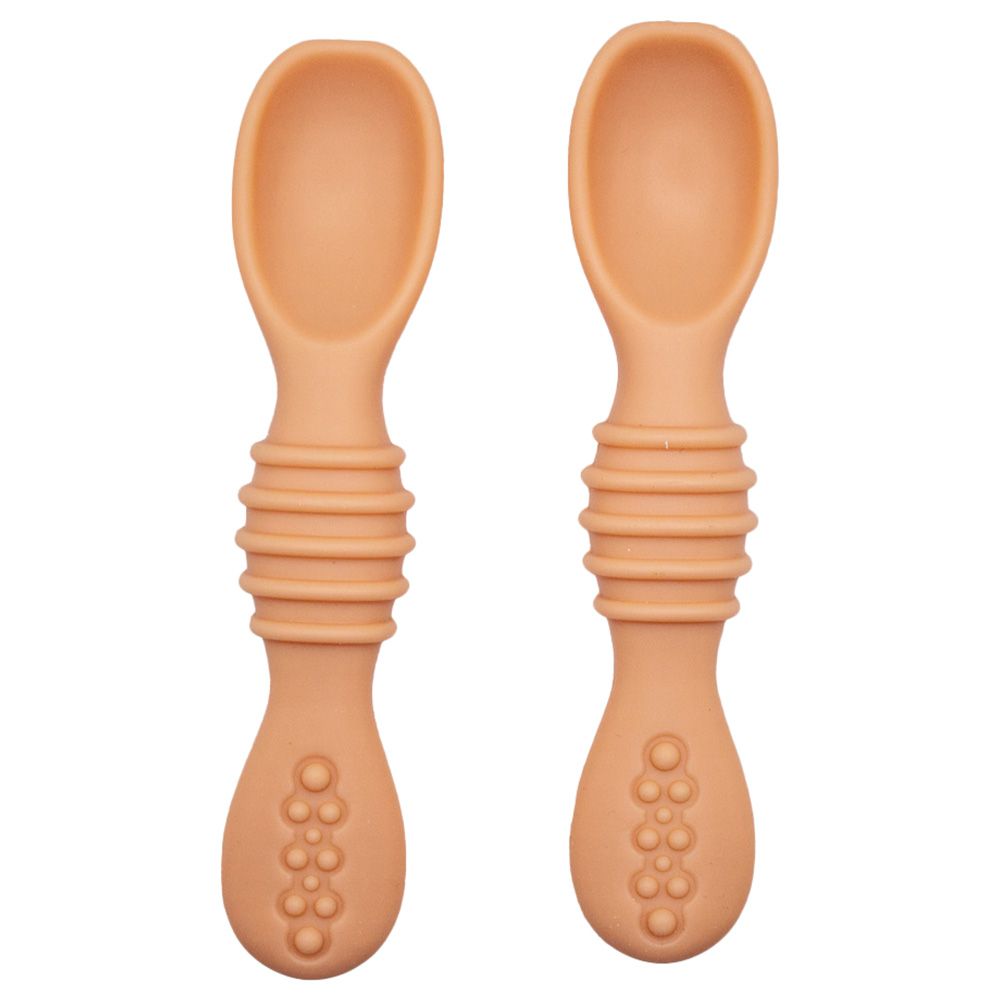 Baby Grasp Spoon Fork Set - Self-Feeding Looped Handle Spoon