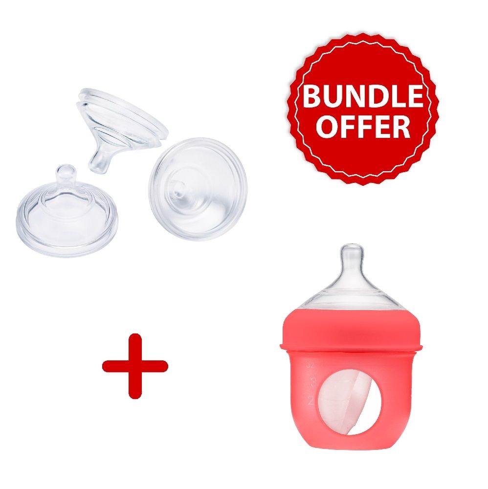 Boon NURSH Reusable Silicone Baby Bottles with Collapsible