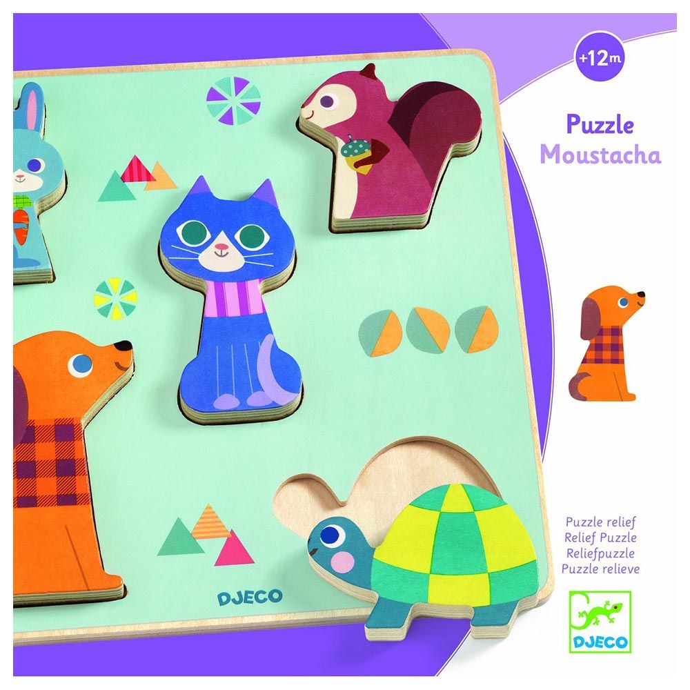 Djeco As a cat and dog - wooden puzzle - 5 pieces