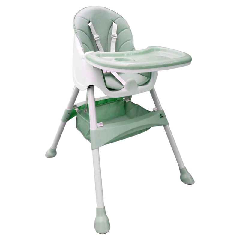 Baby Folding High Chair with Adjustable Height and Footrest, Green