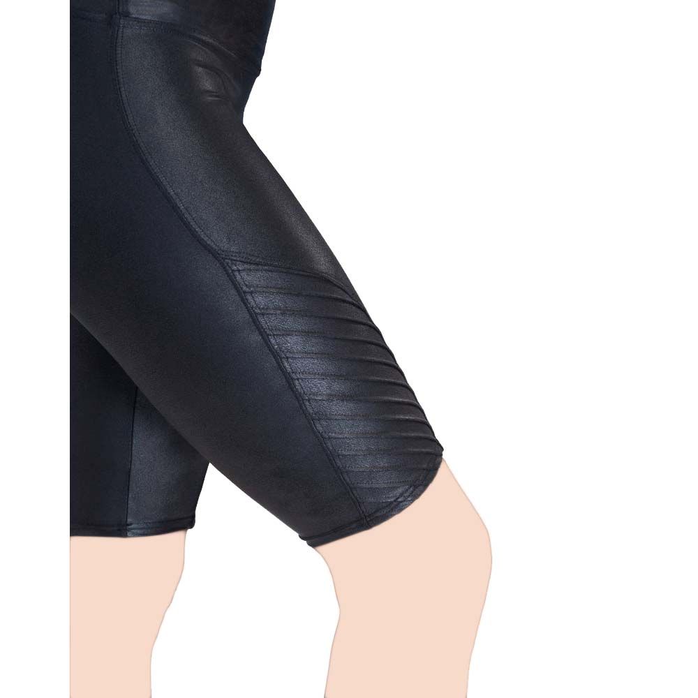 Spanx Faux Leather Moto Bike Shorts in Black