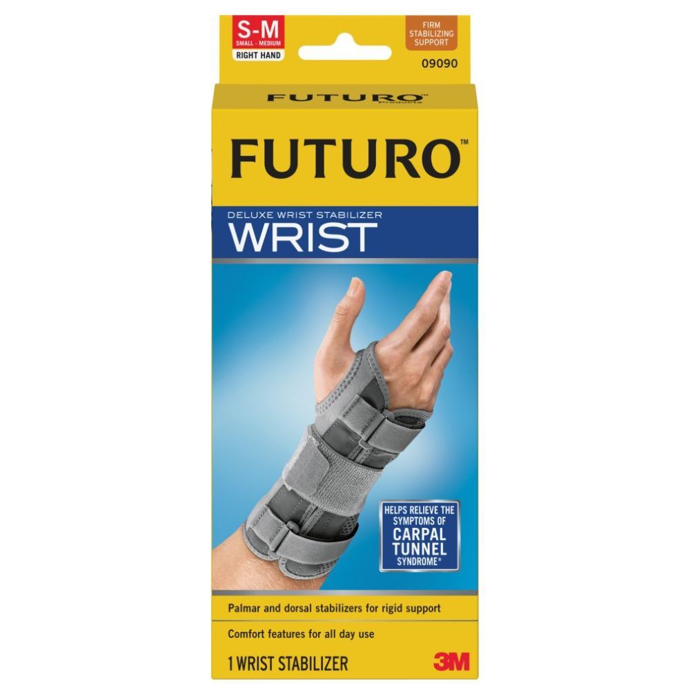 Futuro Energizing Wrist Support, Helps Relieve Symptoms of Carpal Tunnel  Syndrome, Moderate Stabilizing Support, Left Hand, Small/Medium, Black