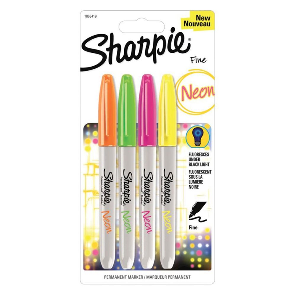 SHARPIE Neon Permanent Marker, Neon Green Ink, Pack of 3