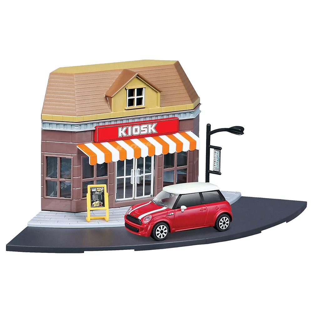 Bburago - 1/43 Street Fire City Kiosk Store Playset w/ Car