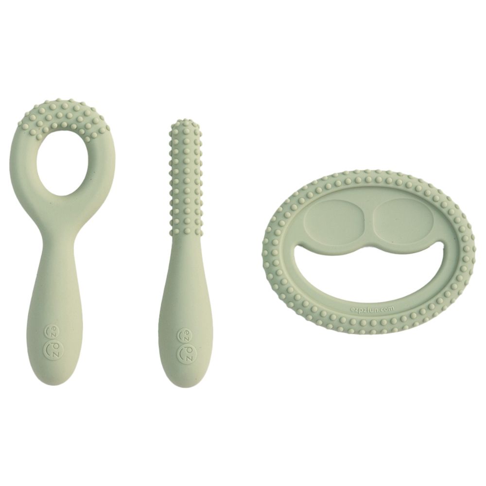 EZPZ Infant Bundle - First Foods Set + Oral Development Tools - Sage