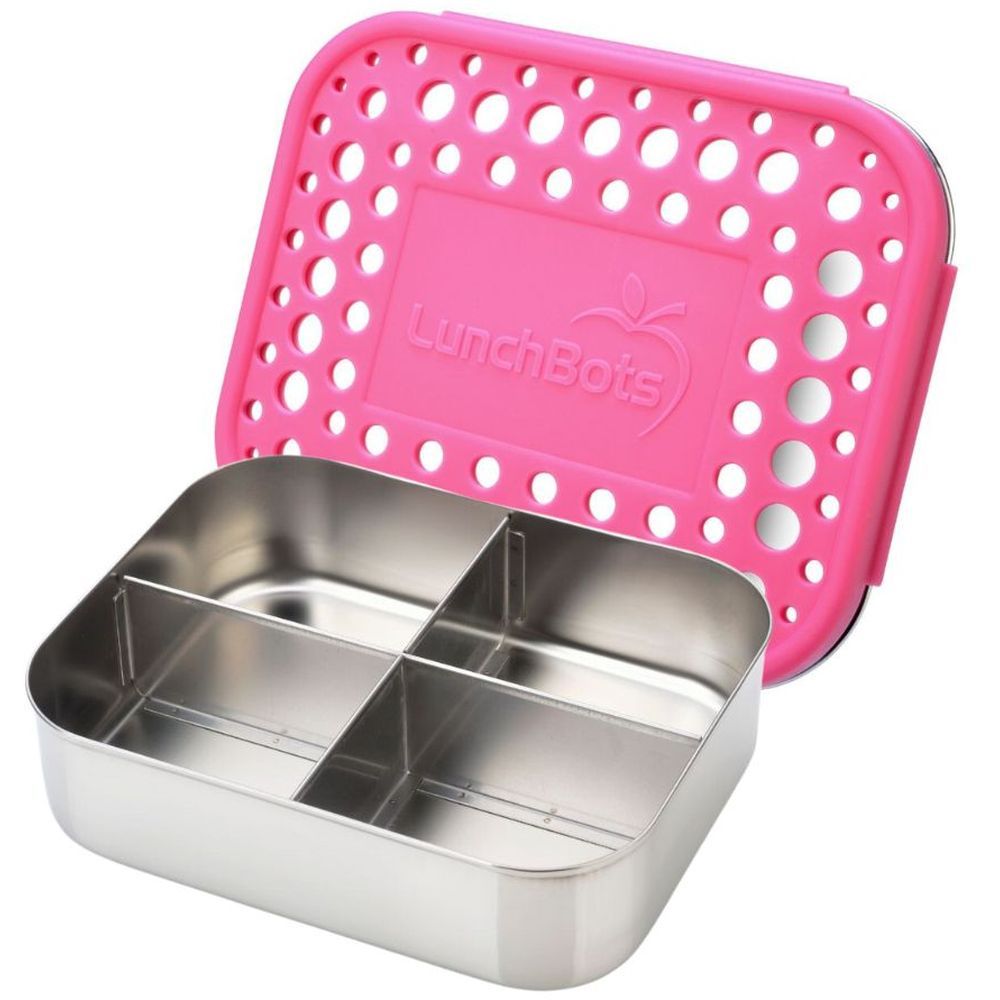 LunchBots Trio Stainless Steel 3 Compartment Bento Box Pink