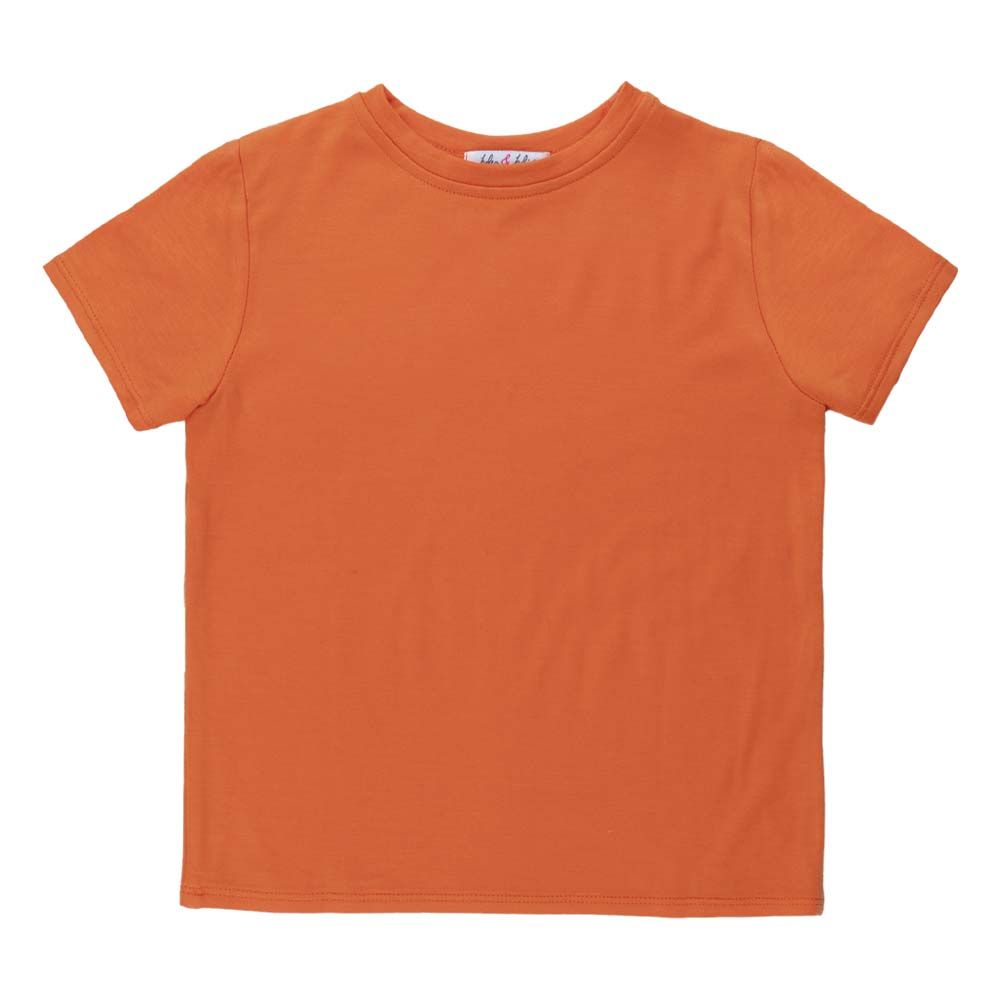 Orange t shirt shop front and back