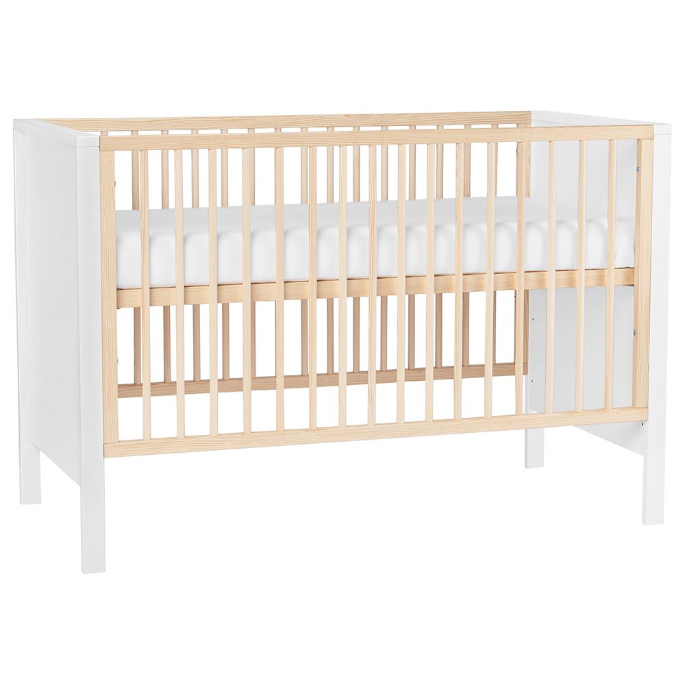 Kinderkraft - Mia Wooden Cot With Mattress - White