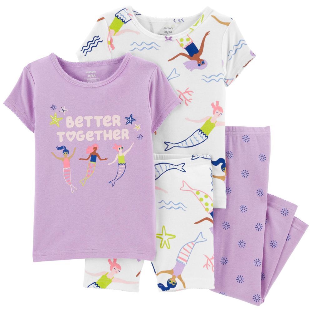 Carters Toddler 4pc Set Mermaid Cotton PJs