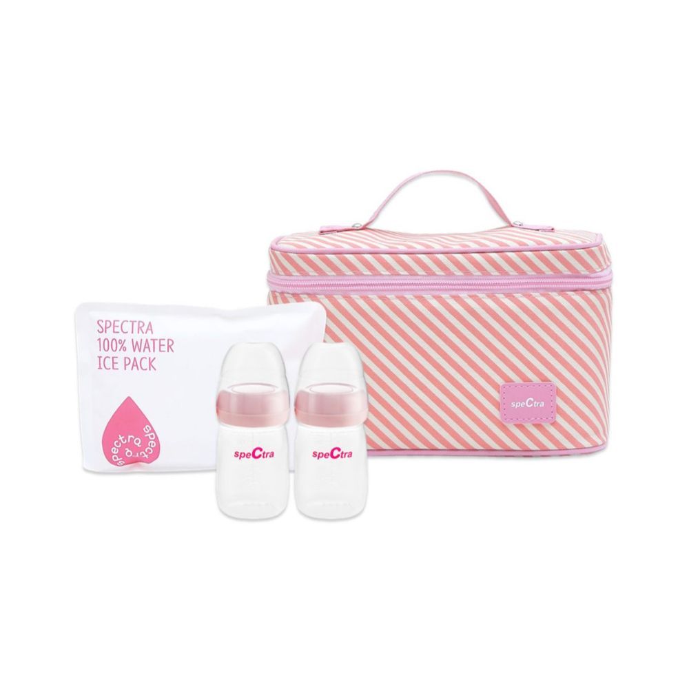 Spectra Pink Cooler with Ice Pack and Breast Milk Bottles Kit