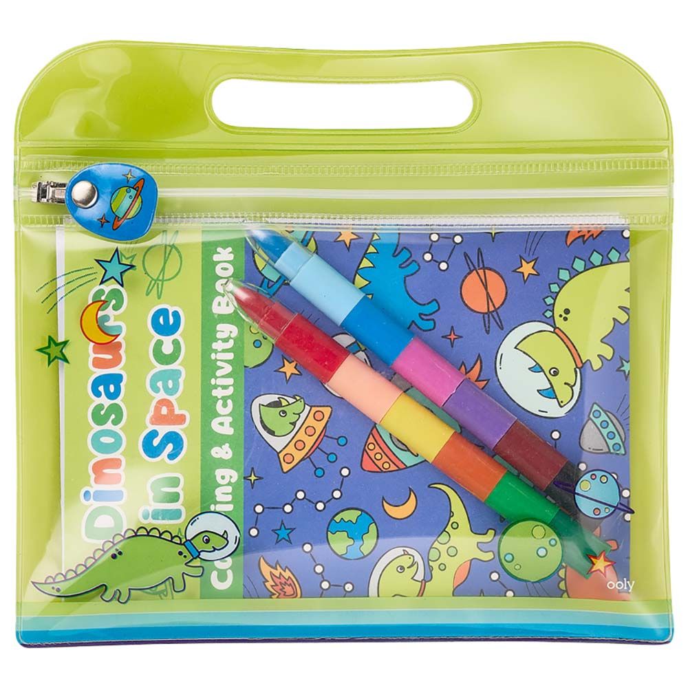 Ooly - Mini Traveller Colouring & Activity Kit - Dinosaurs In Space