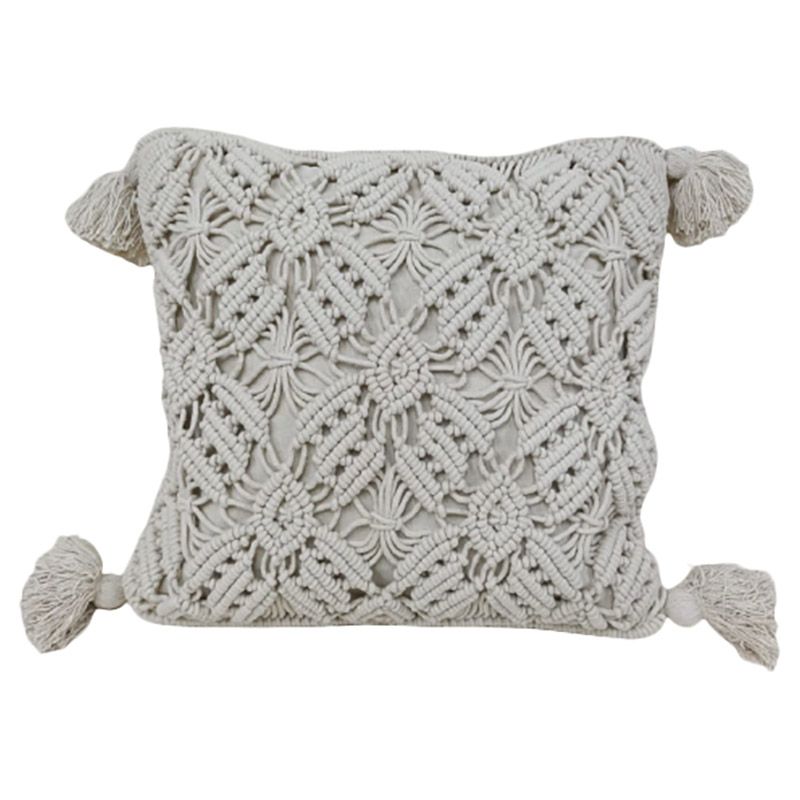 White macrame hot sale cushion