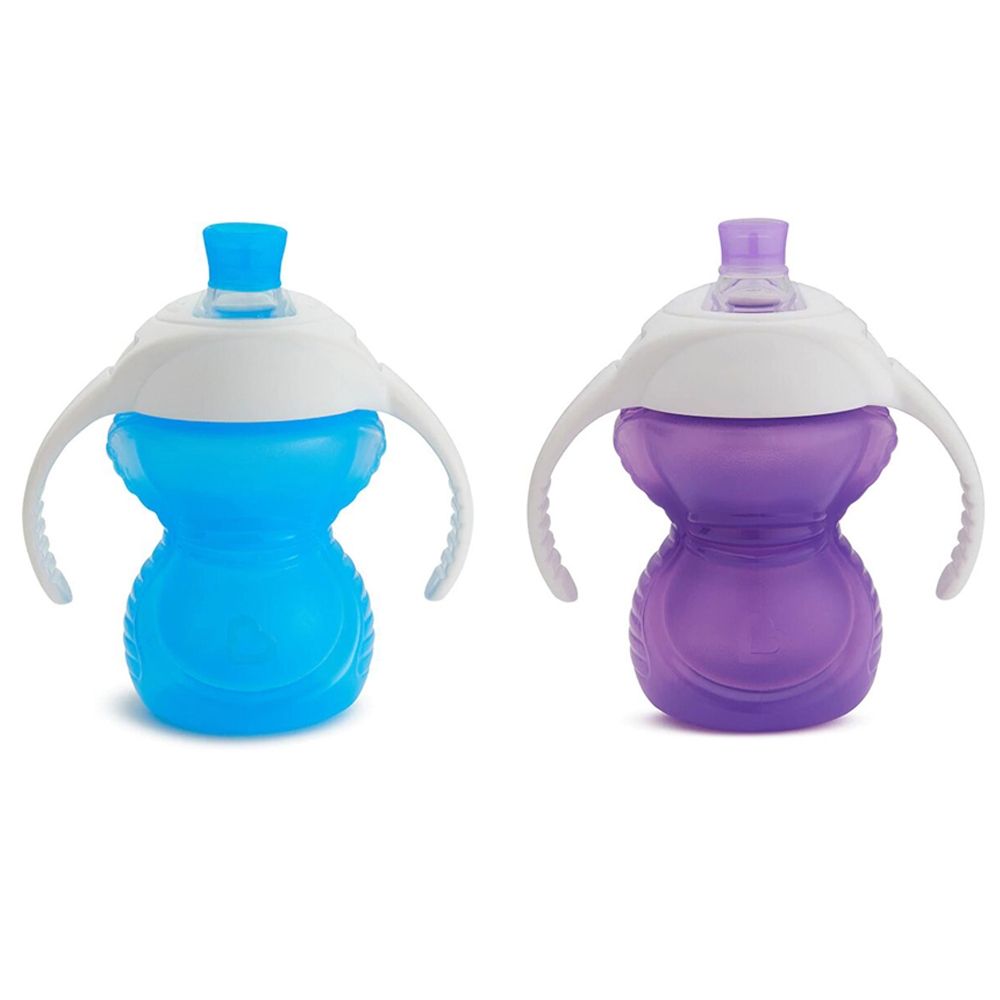 Munchkin Any Angle Click Lock Weighted 2pk Straw Trainer Cup - 7oz -  Pink/Purple