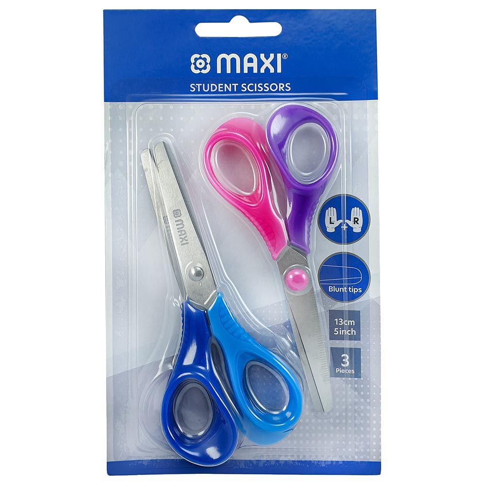 Maxi - Student Scissors - 5 Inch - 3Pcs