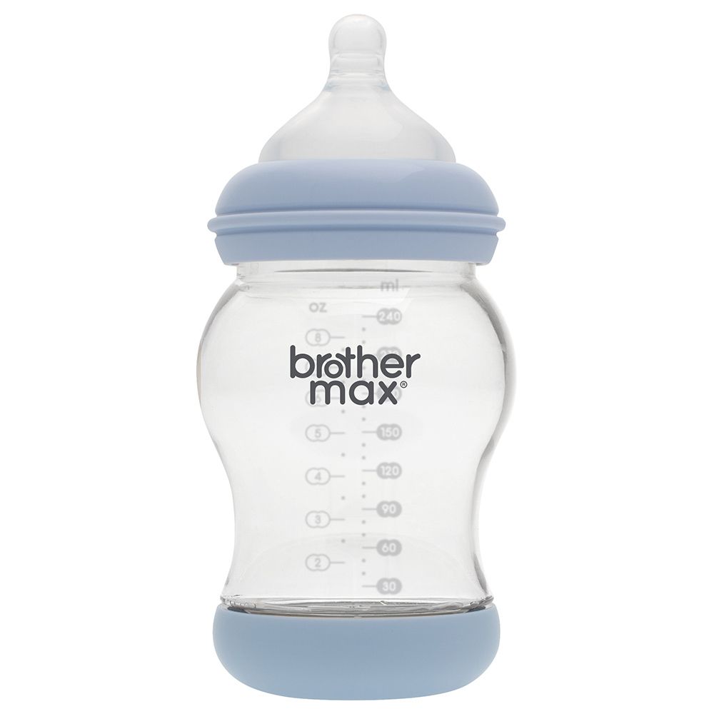Glass Feeding Bottle with anti-colic nipple 240 ml.