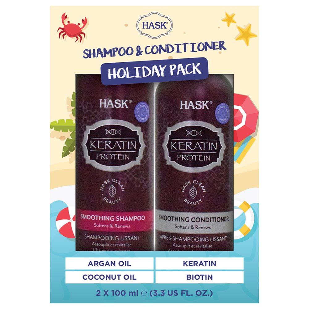 Hask - Keratin Shampoo 100ml & Conditioner 100ml Travel Pack