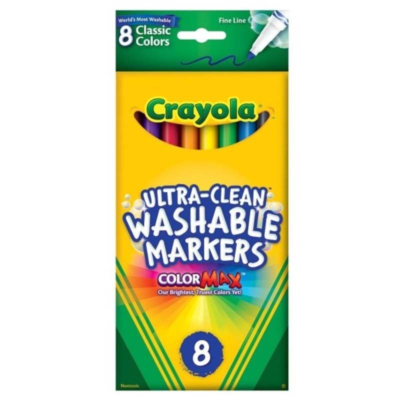 Crayola Markers, Washable, Ultra Clean, Classic, Broad Line 10 Ea, Pens,  Pencils & Markers