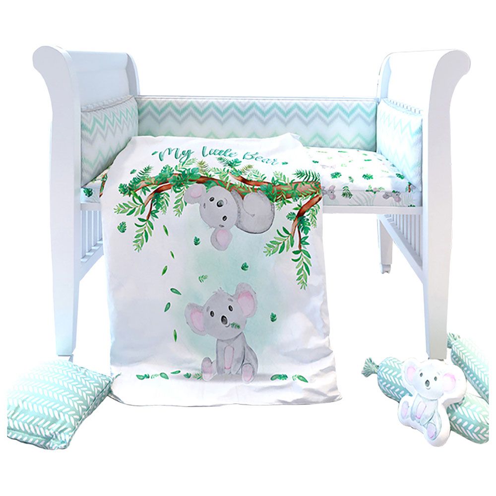 Fancy Fluff 7 Piece Baby Cot Bedding Set Koala Green Buy