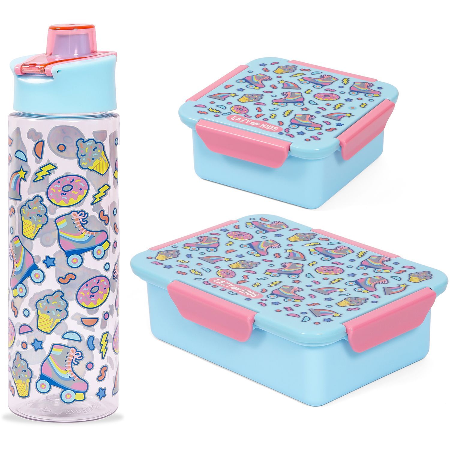 Eazy Kids Lunch Box and Tritan Water Bottle w/ Spray, Soccer