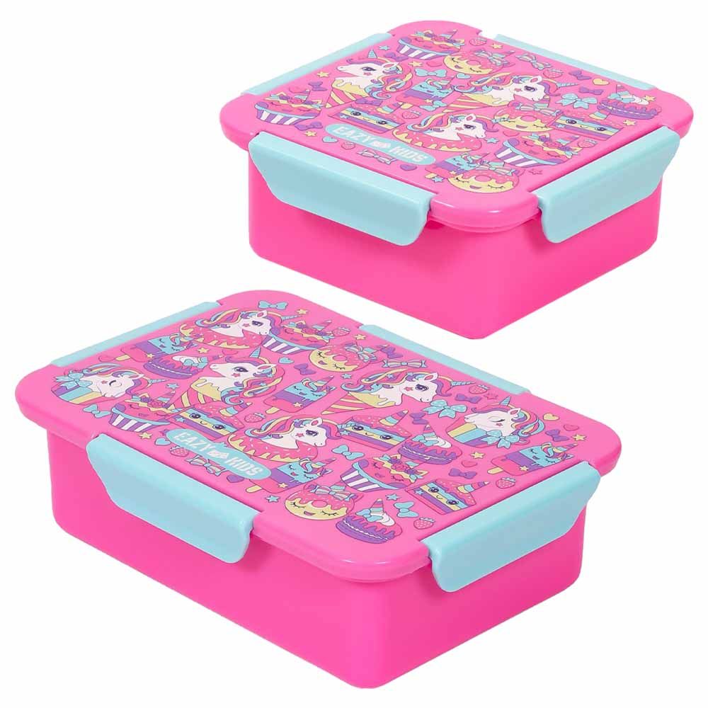 Plastic Home Double Layer Lunch Box Food Container 850ml Pink