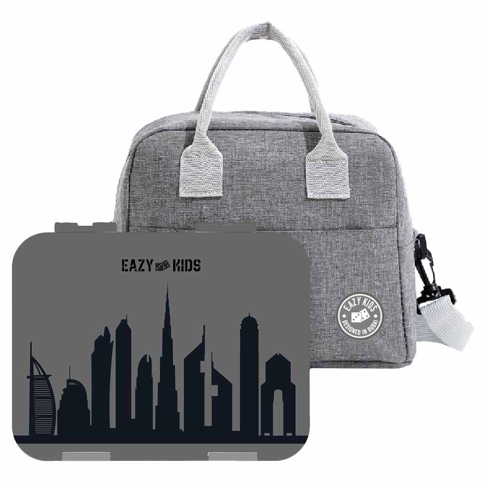 Eazy Kids - Bento Boxes w/ Insulated Lunch Bag - Love Dubai Grey