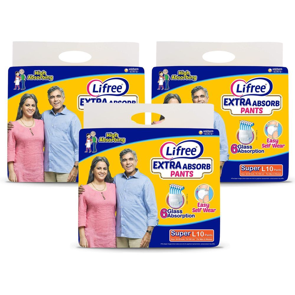 Lifree Extra Absorb Pants - Large Adult Diapers Pack of 3