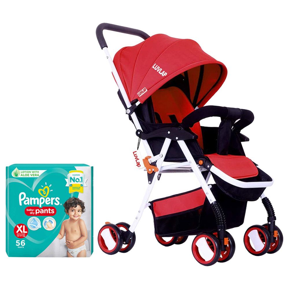 Luvlap Stroller Red Free Pampers Pants Diaper 56 Counts Buy at Best Price from Mumzworld