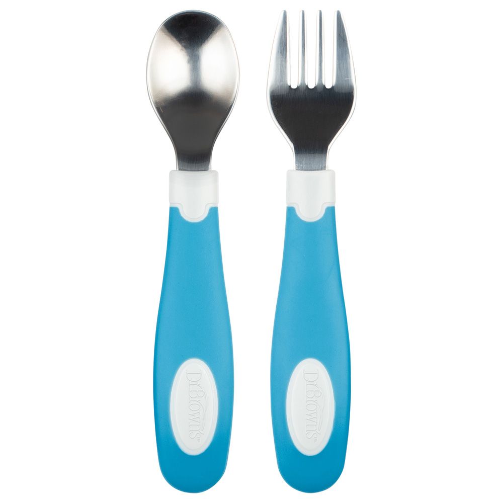 Baby Grasp Spoon Fork Set - Self-Feeding Looped Handle Spoon