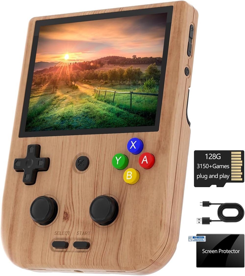 Anbernic - RG405V Retro Video Handheld Game Console - 128GB - Wood Grain