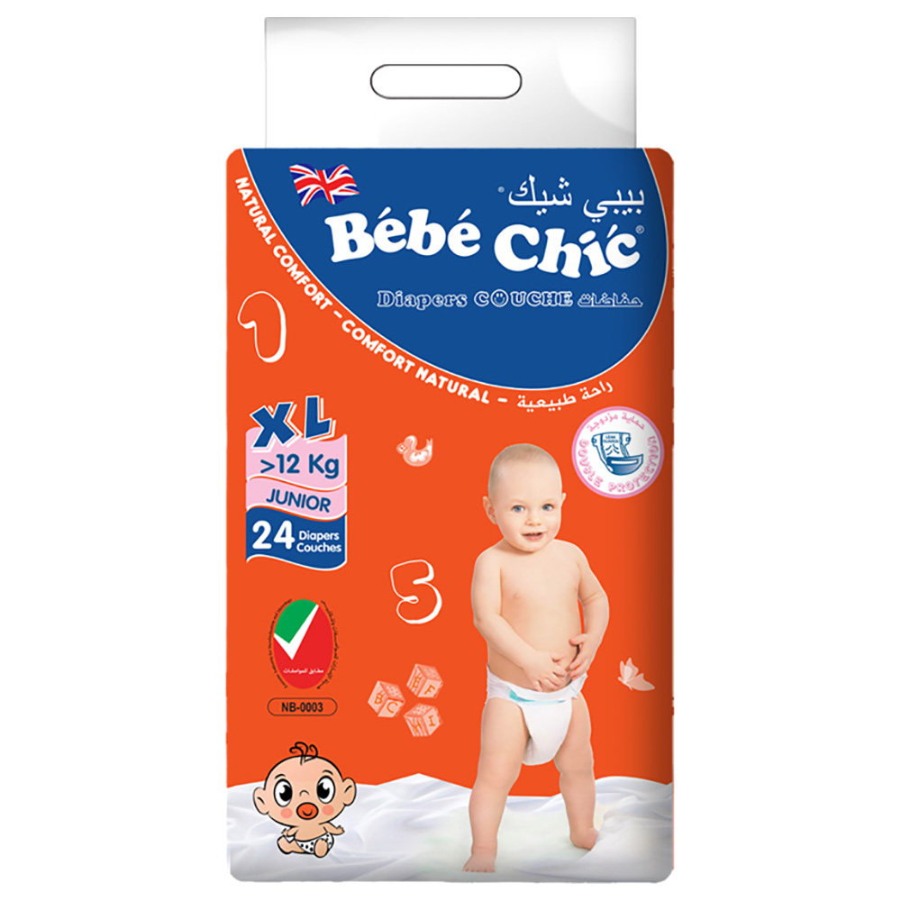 Bebe Chic - Junior Baby Diaper - 12+kg - Size XL - 24pcs