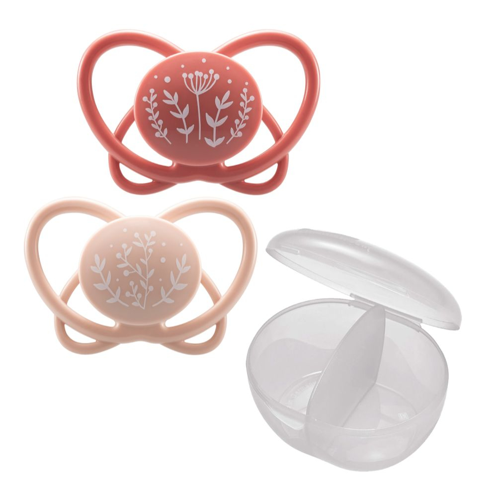 Nip - Butterfly Soother With Sterilizer Box 0-6M - Pink - 2 pcs