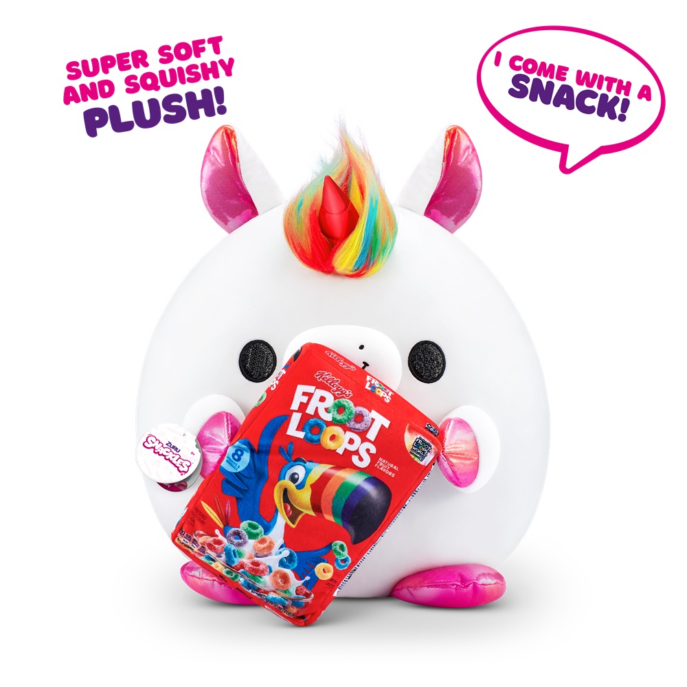 ZURU - Snackles Super Soft Plush Toy - Richard Unicorn with Froot Loops -  14 Inches
