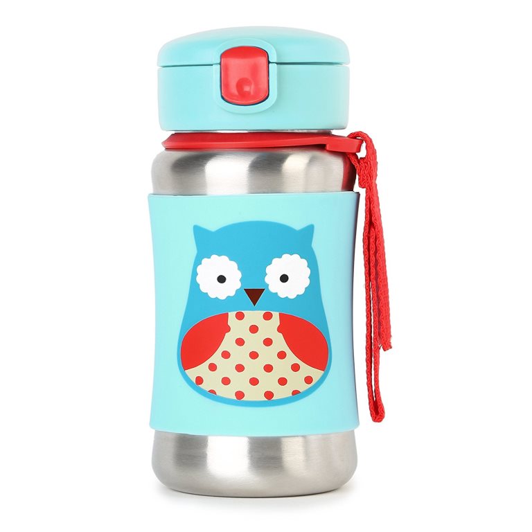 Skip Hop Zoo Stainless Steel Straw Bottle - Butterfly - 12oz