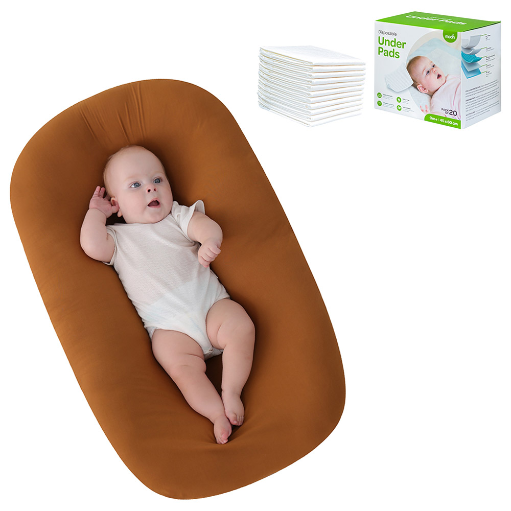 Moon Baby Lounger Brown w/ 20pcs Disposable Under Pads
