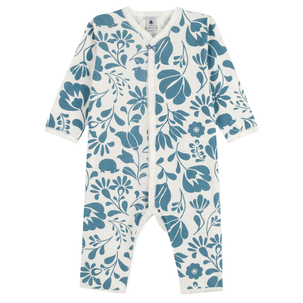 Petit Bateau - Floral Print Sleepsuit - Blue