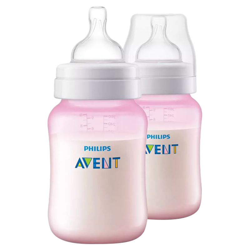 2 x Philips Avent Natural 2.0 Feeding Bottle 260ml 9oz PINK or