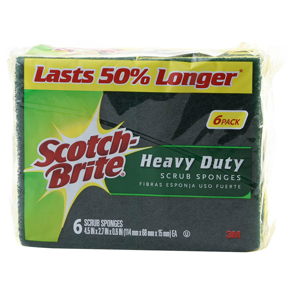 3M Scotch Brite - 426 Heavy Duty Scrub Sponge, 6/Case | Buy At Best ...