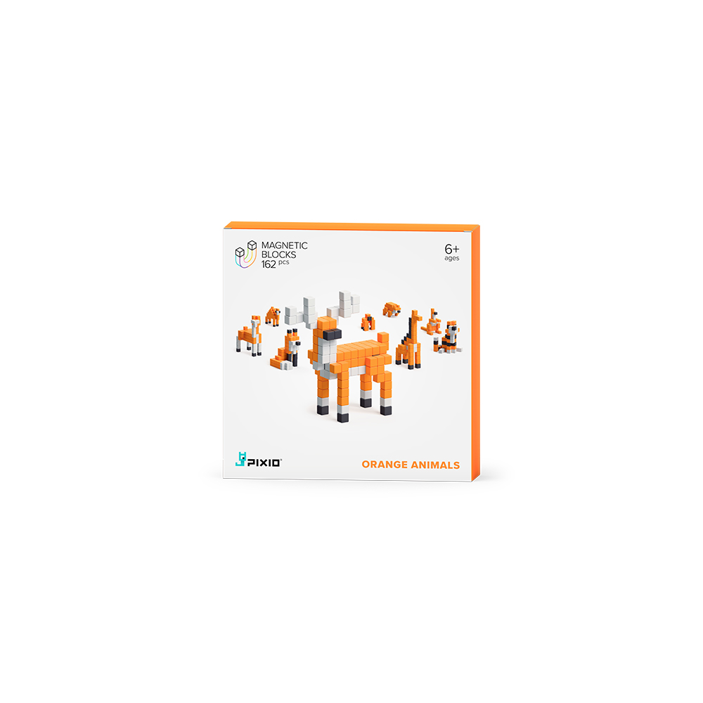 PIXIO Orange Animals - Magnetic Blocks Building Toys in Pixel Art
