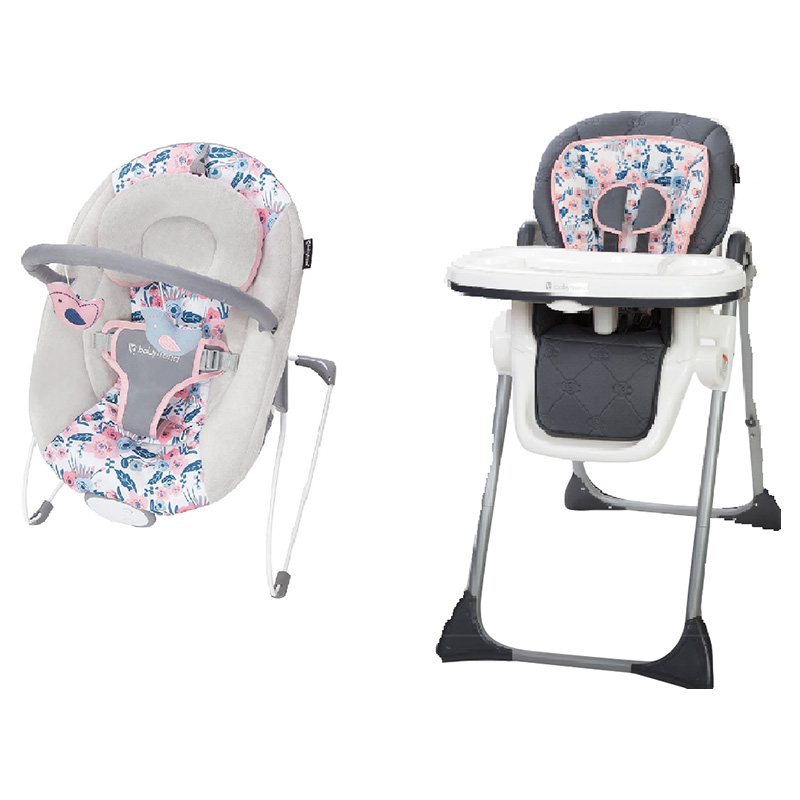 Babytrend EZ Bouncer Bluebell w 3 In 1 High Chair Primrose
